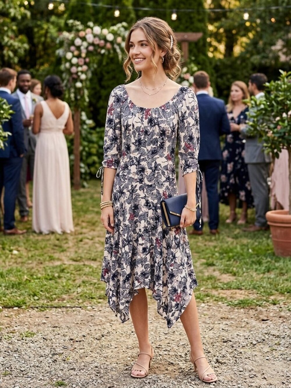 MAJE Rimba Floral Midi Dress Size Small / Garden Wedding Guest Silk Blend